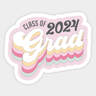 Retro Vibe Class of 2024 Grad Graduation T-Shirt Sticker